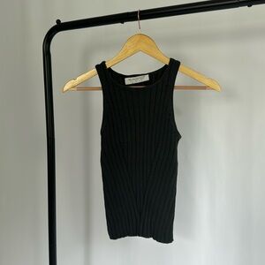 Dark Gray Knit Sweater Tank | Let’s Get Lattes